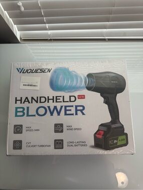 Yuquesen Handheld Cordless Leaf Blower - White with Blue Accent New In Box